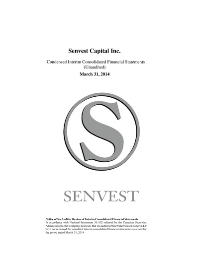 Thumbnail Senvest Capital Quarterly Report 2014-q1