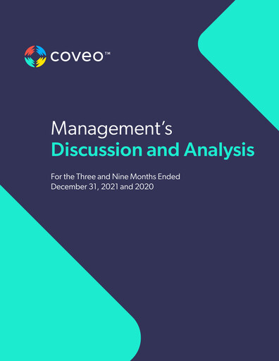 Thumbnail Coveo Solutions Quarterly Report fy2022-q3