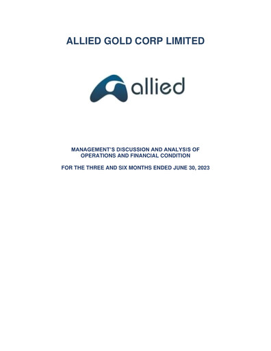 Miniature Allied Gold Corporation Rapport trimestriel 2023-q2