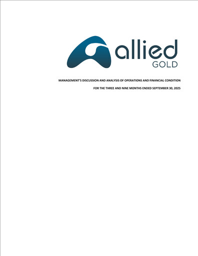 Miniature Allied Gold Corporation Rapport trimestriel 2025-q3