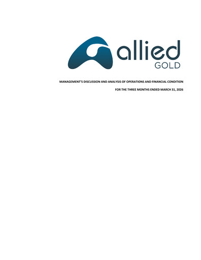 Thumbnail Allied Gold Corporation Quarterly Report 2026-q1