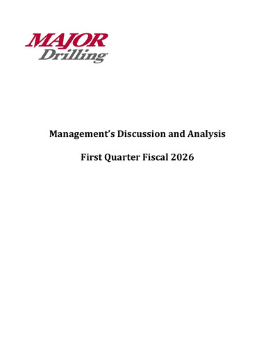 Thumbnail Major Drilling Group International Quarterly Report 2026-q1