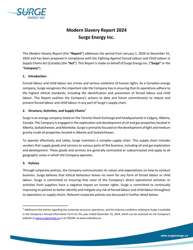 Thumbnail Surge Energy ESG Report 2024