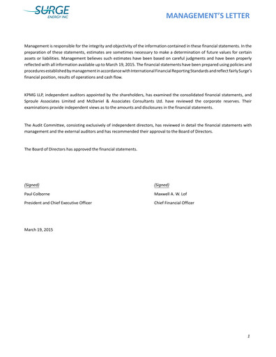 Thumbnail Surge Energy Financial Statement 2014