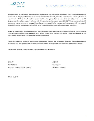 Thumbnail Surge Energy Financial Statement 2016