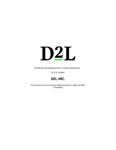 Thumbnail D2L Inc. Financial Statement fy2023-q3