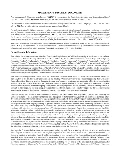 Thumbnail D2L Inc. Quarterly Report fy2023-q3