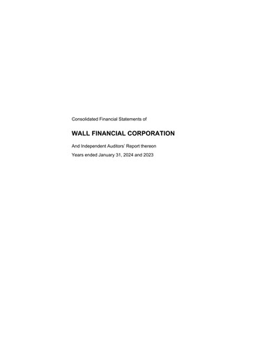 Thumbnail Wall Financial Corporation Financial Statement fy2024
