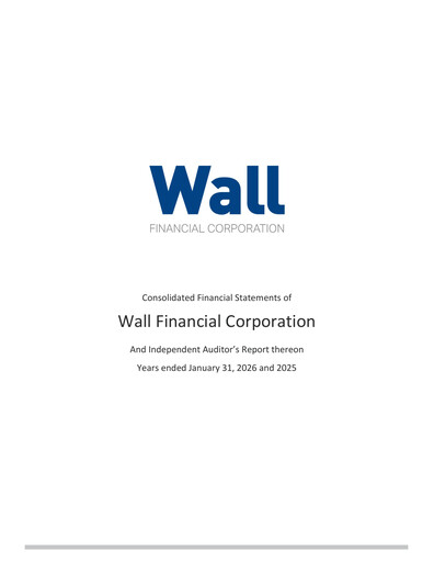 Thumbnail Wall Financial Corporation Financial Statement fy2026