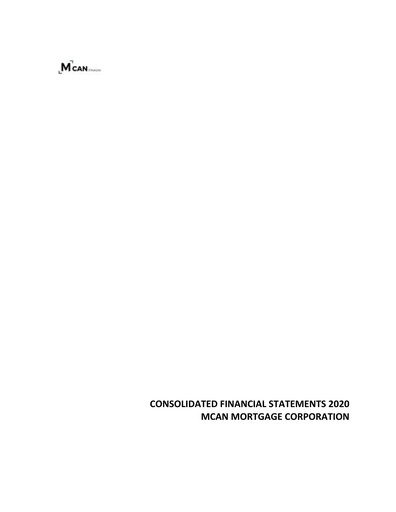 Thumbnail MCAN Mortgage Corporation Financial Statement 2020