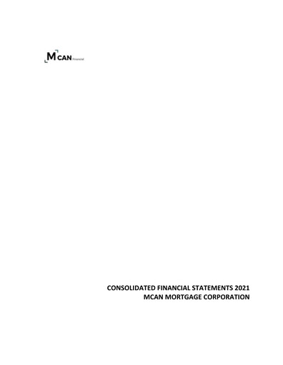 Thumbnail MCAN Mortgage Corporation Financial Statement 2021