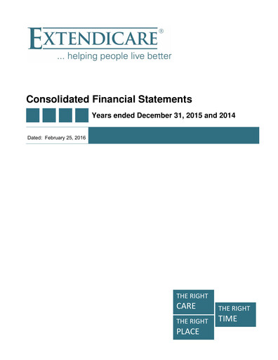 Thumbnail Extendicare Financial Statement 2015