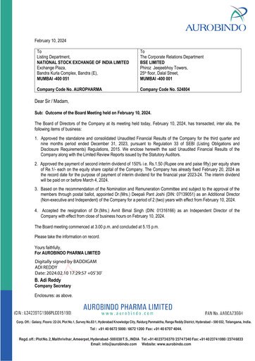 Thumbnail Aurobindo Pharma
 Quarterly Report 2023-q3