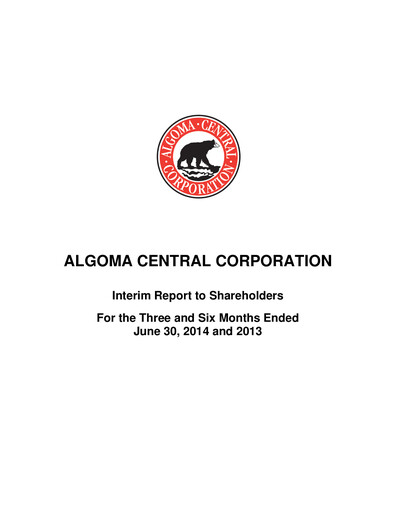 Thumbnail Algoma Central Corporation Quarterly Report 2014-q2