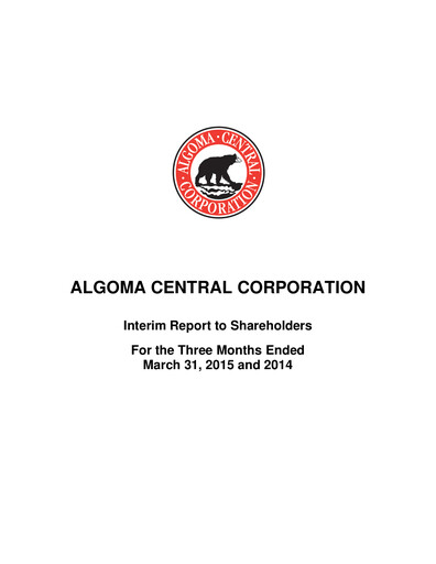 Thumbnail Algoma Central Corporation Quarterly Report 2015-q1