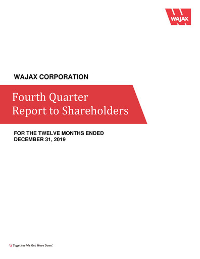 Thumbnail Wajax Corporation Quarterly Report 2019-q4