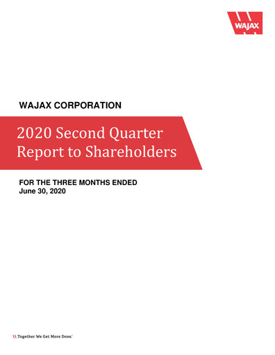 Thumbnail Wajax Corporation Quarterly Report 2020-q2