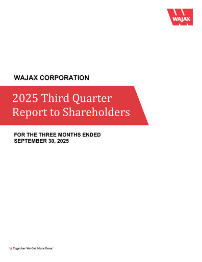 Thumbnail Wajax Corporation Quarterly Report 2025-q3
