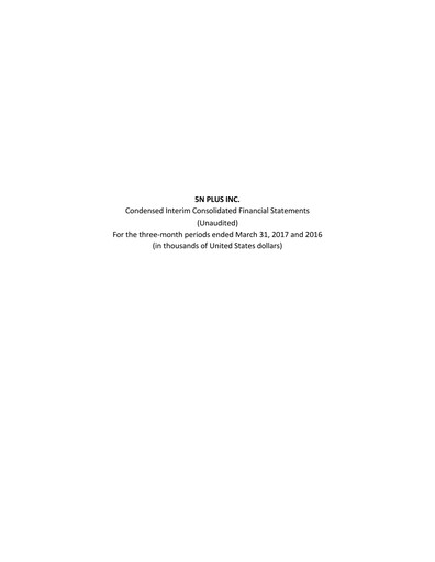 Thumbnail 5N Plus Financial Statement 2017-q1