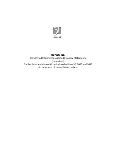 Thumbnail 5N Plus Financial Statement 2020-q2