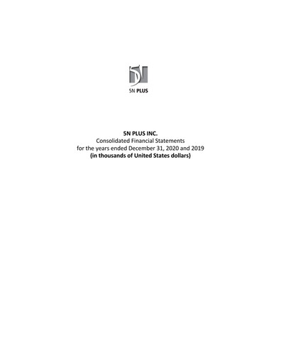Thumbnail 5N Plus Financial Statement 2020