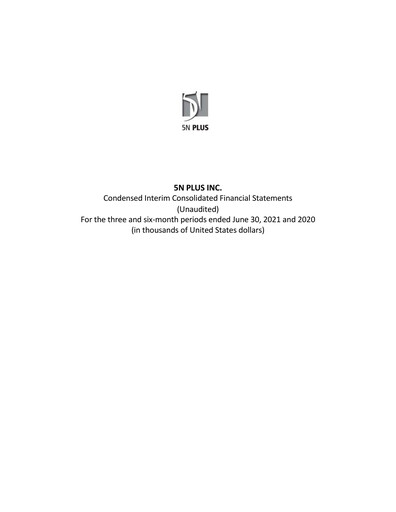 Thumbnail 5N Plus Financial Statement 2021-q2