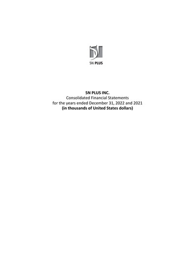 Thumbnail 5N Plus Financial Statement 2022