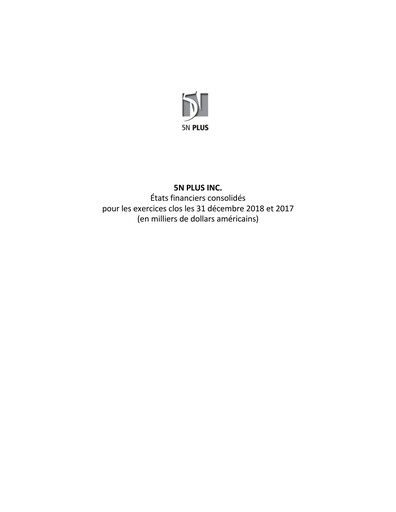 Thumbnail 5N Plus Financial Statement 2018