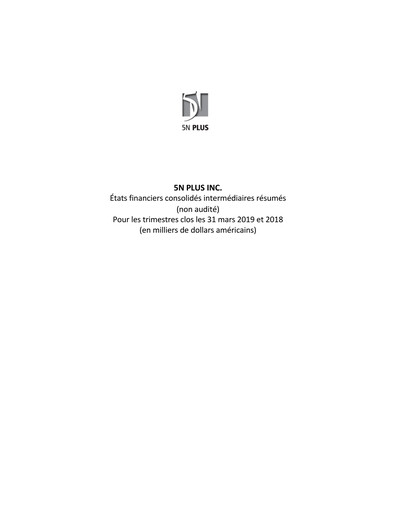 Thumbnail 5N Plus Financial Statement 2019-q1