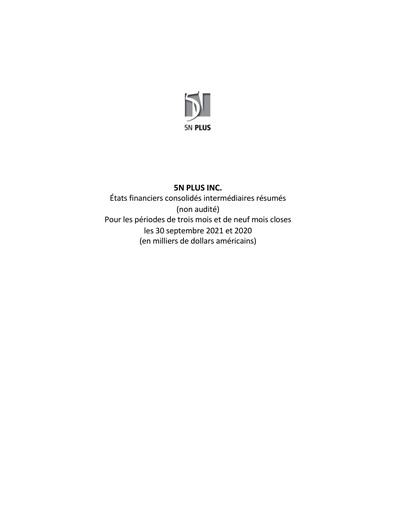 Thumbnail 5N Plus Financial Statement 2021-q3