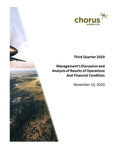 Thumbnail Chorus Aviation Quarterly Report 2020-q3