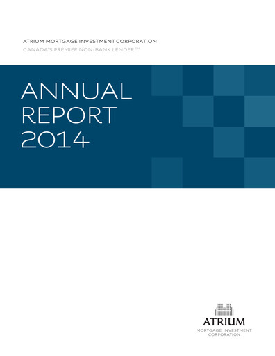 Thumbnail Atrium Mortgage Investment Annual Report 2014