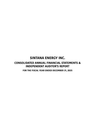 Thumbnail Sintana Energy Financial Statement 2025