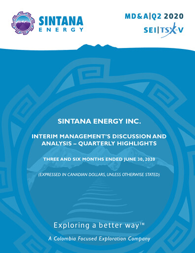 Thumbnail Sintana Energy Quarterly Report 2020-q2
