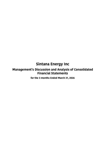 Vorschaubild Sintana Energy Quartalsbericht 2026-q1
