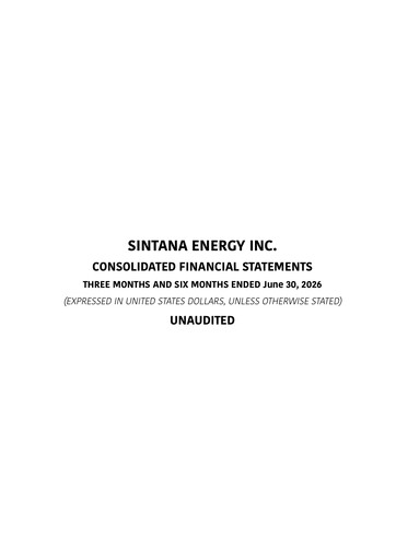 Thumbnail Sintana Energy Quarterly Report 2026-q2