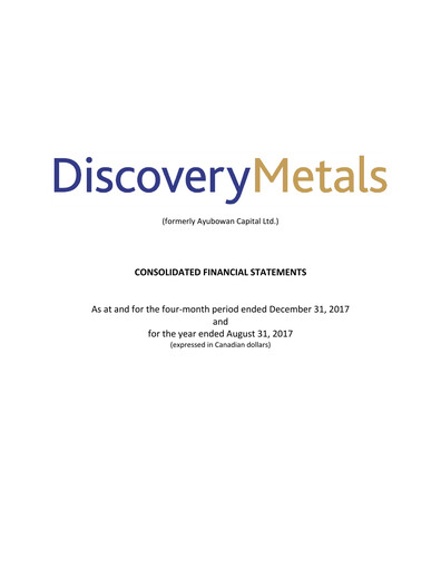 Thumbnail Discovery Silver Corp. Financial Statement 2017
