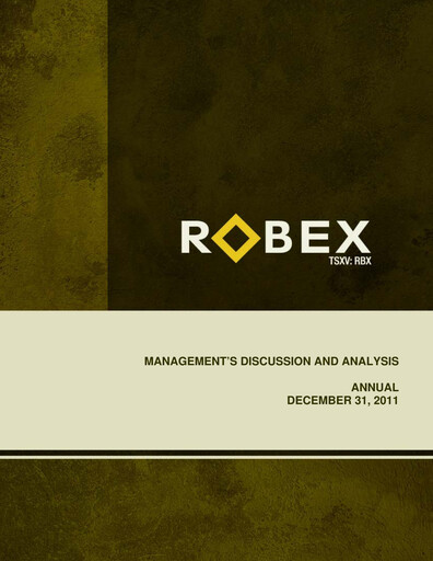 Thumbnail Robex Resources Annual Report 2011