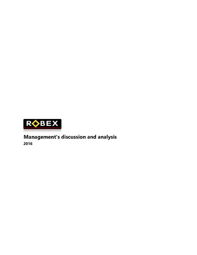 Thumbnail Robex Resources Annual Report 2016