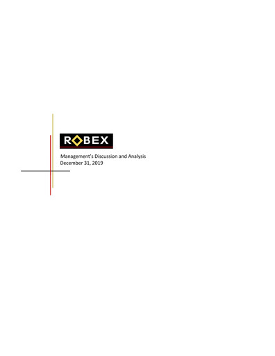 Thumbnail Robex Resources Annual Report 2019