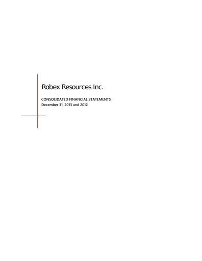 Thumbnail Robex Resources Financial Statement 2013