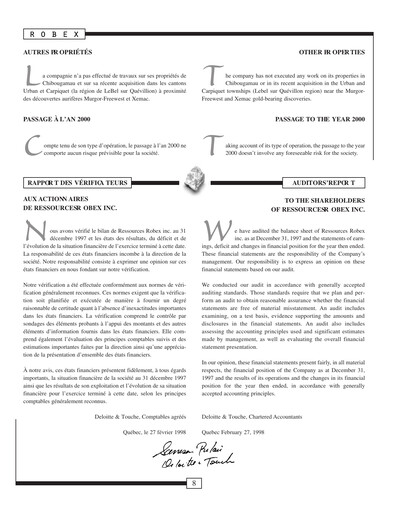 Thumbnail Robex Resources Financial Statement 1996-1997