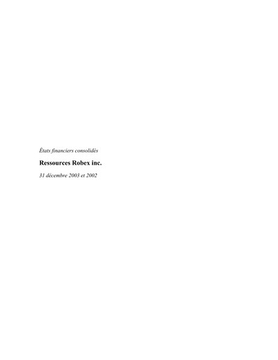Thumbnail Robex Resources Financial Statement 2003