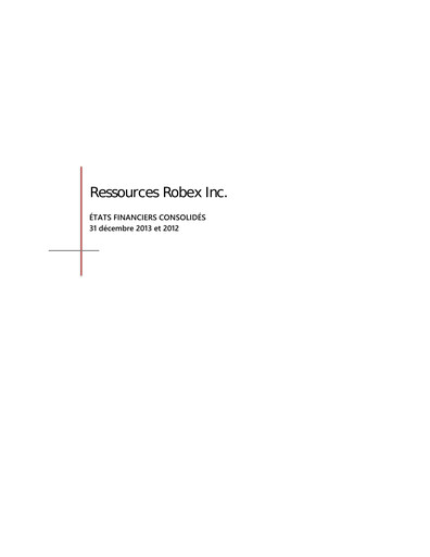 Thumbnail Robex Resources Financial Statement 2013
