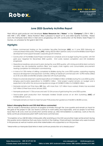 Thumbnail Robex Resources Quarterly Report 2025-q2