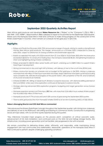 Thumbnail Robex Resources Quarterly Report 2025-q3