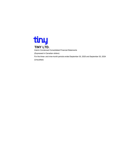 Thumbnail Tiny Ltd. Quarterly Report 2025-q3