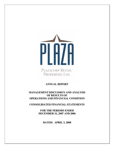 Thumbnail Plaza Retail REIT Annual Report 2007
