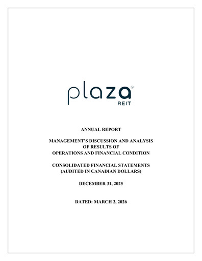 Miniature Plaza Retail REIT Rapport annuel 2025