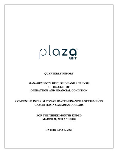 Miniature Plaza Retail REIT Rapport trimestriel 2021-q1